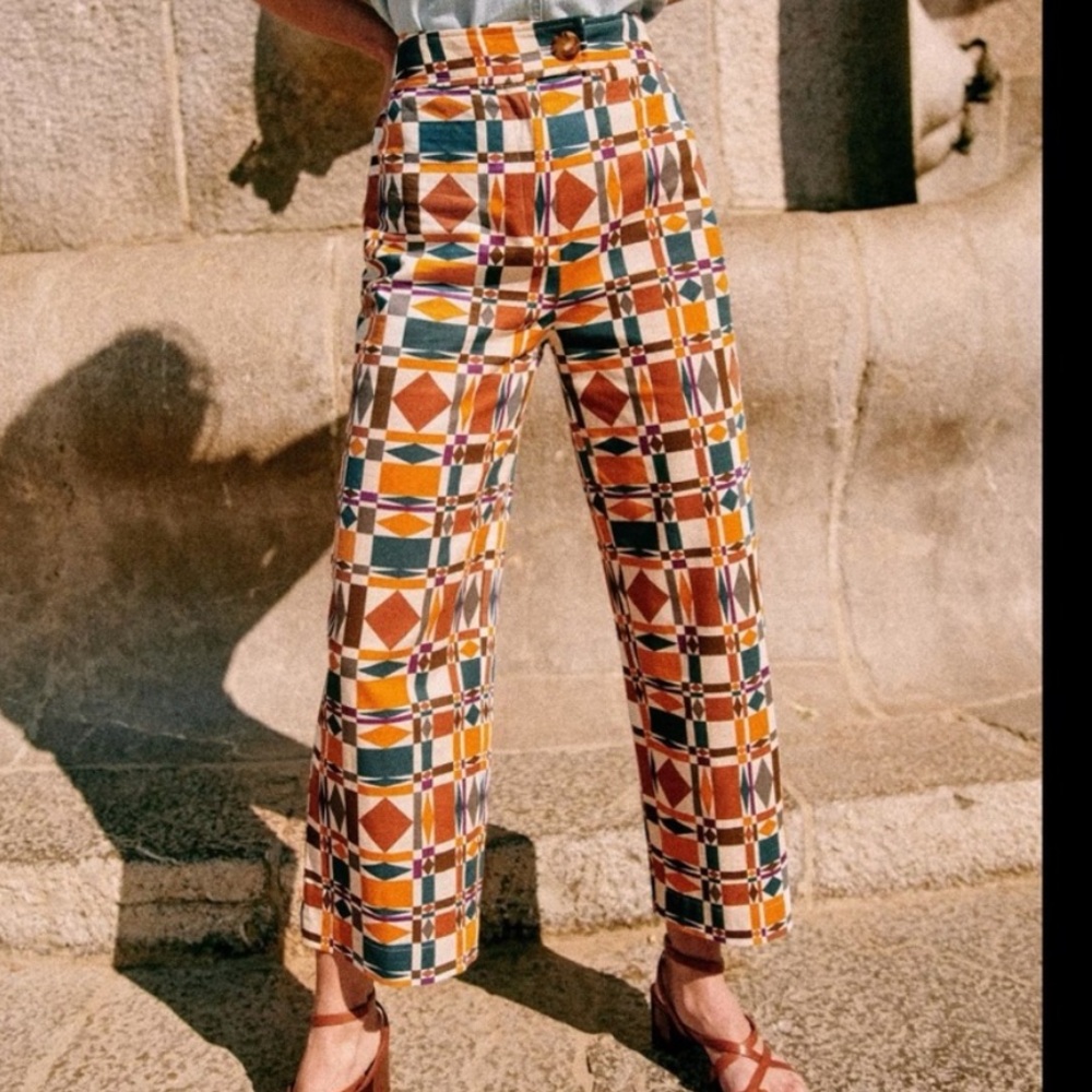 SEZANE linen printed pant